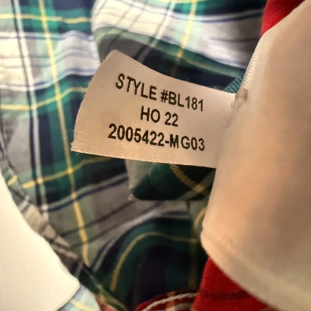 J Crew Re-Imagined Plaid Patchwork Flex Washed Slim Untucked Sz Medium
